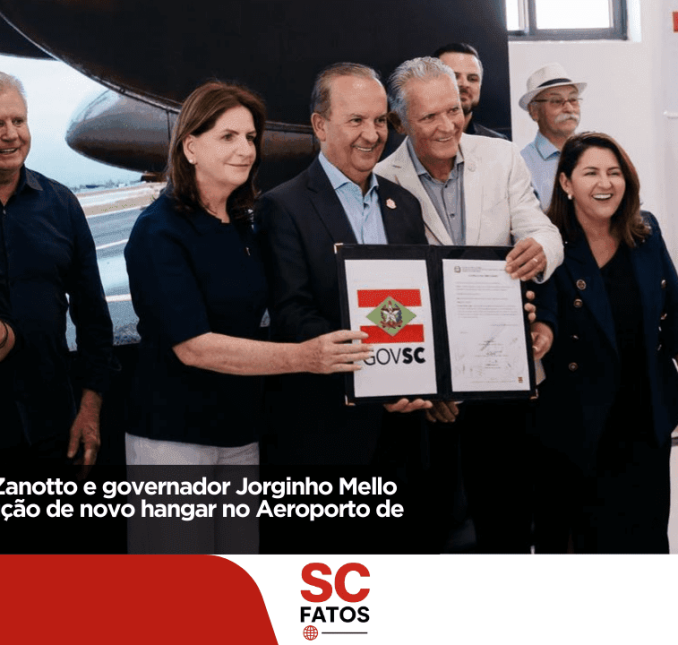 Prefeita Carmen Zanotto e governador Jorginho Mello anunciam construção de novo hangar no Aeroporto de Lages