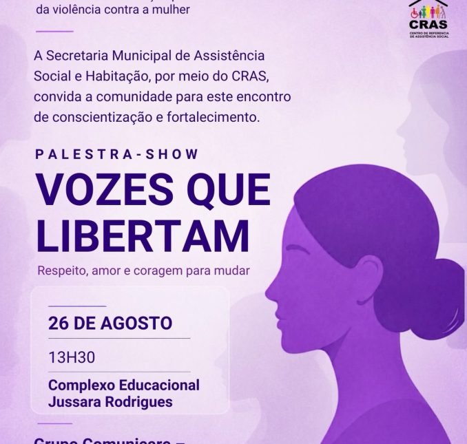 Palmeira promove palestra-show “Vozes que Libertam” durante o Agosto Lilás