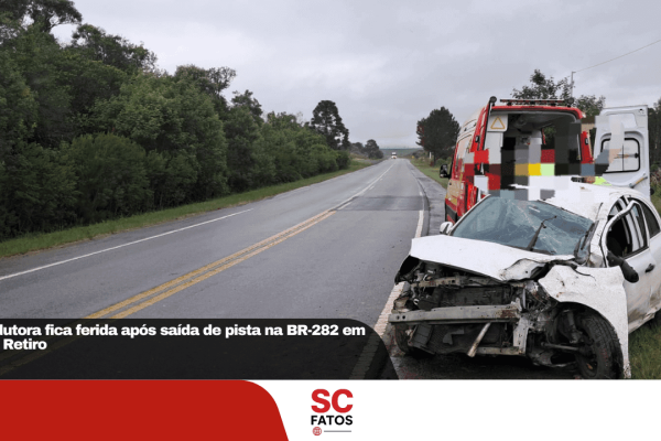 Condutora fica ferida após saída de pista na BR-282 em Bom Retiro
