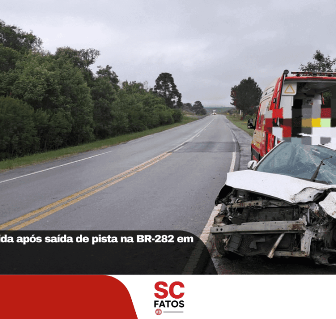Condutora fica ferida após saída de pista na BR-282 em Bom Retiro
