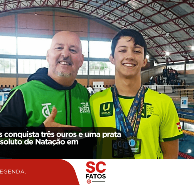 Gabriel Nerbass conquista três ouros e uma prata no Estadual Absoluto de Natação em Florianópolis!