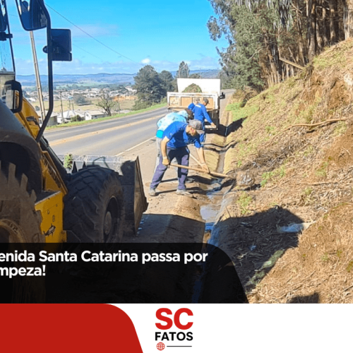 Após chuvas, avenida Santa Catarina passa por manutenção e limpeza!