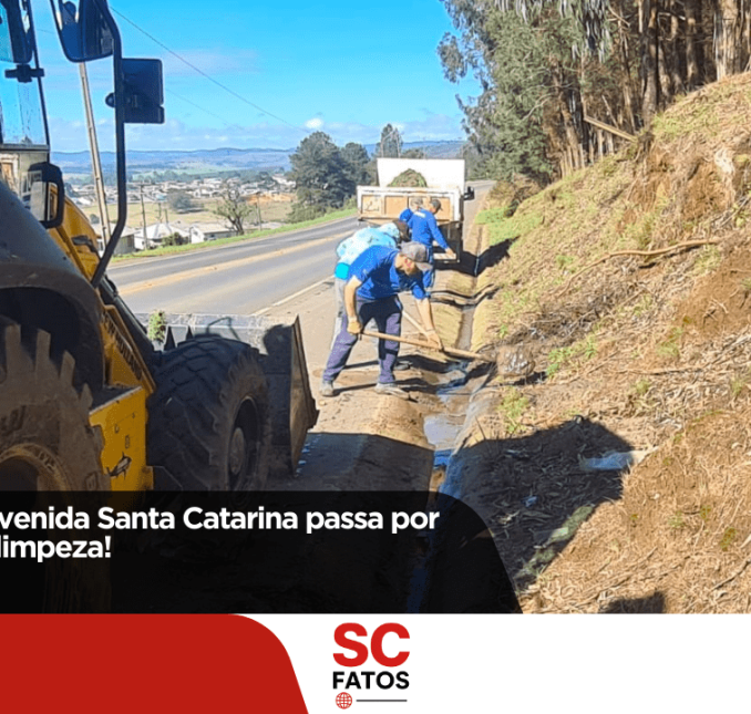 Após chuvas, avenida Santa Catarina passa por manutenção e limpeza!