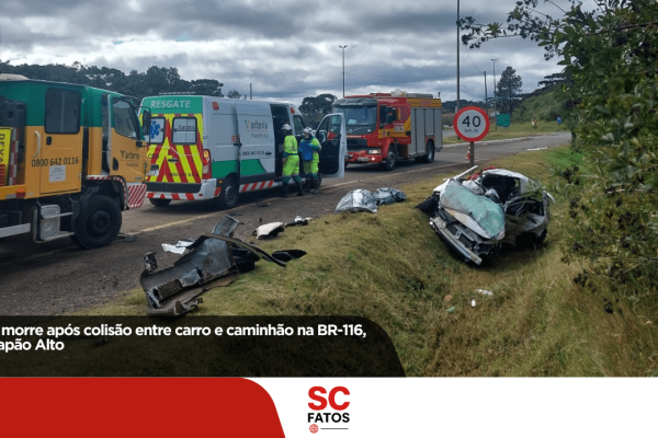 Casal morre após colisão entre carro e caminhão na BR-116, em Capão Alto