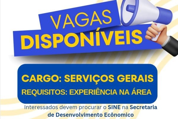 SINE de Capão Alto divulga vaga de emprego para Serviços Gerais