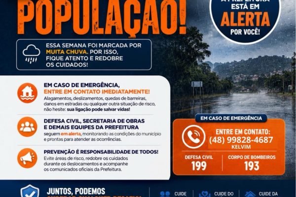 Capão Alto entra em alerta diante da previsão de chuvas intensas