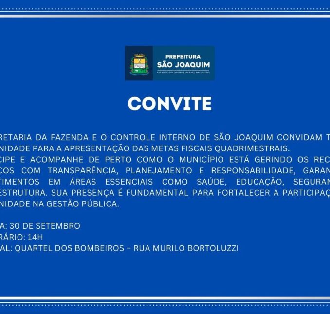 São Joaquim realiza audiência pública para apresentação das metas fiscais do quadrimestre
