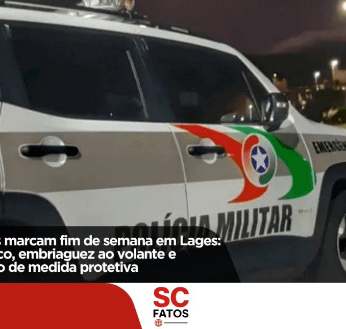 Três ocorrências marcam fim de semana em Lages: prisões por tráfico, embriaguez ao volante e descumprimento de medida protetiva
