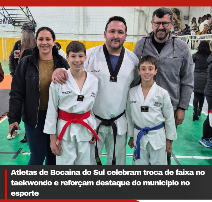 Atletas de Bocaina do Sul celebram troca de faixa no taekwondo e reforçam destaque do município no esporte