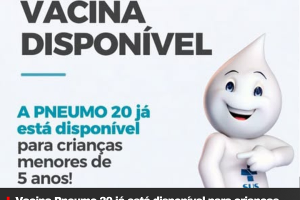Vacina Pneumo 20 já está disponível para crianças na rede municipal de saúde de Palmeira