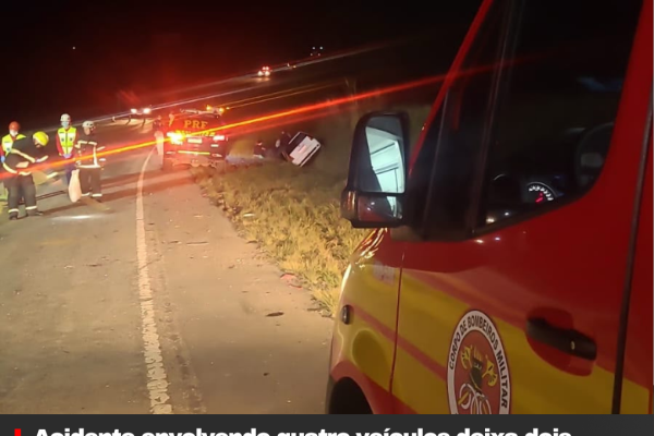 Acidente envolvendo quatro veículos deixa dois feridos leves na BR-282, em Bocaina do Sul