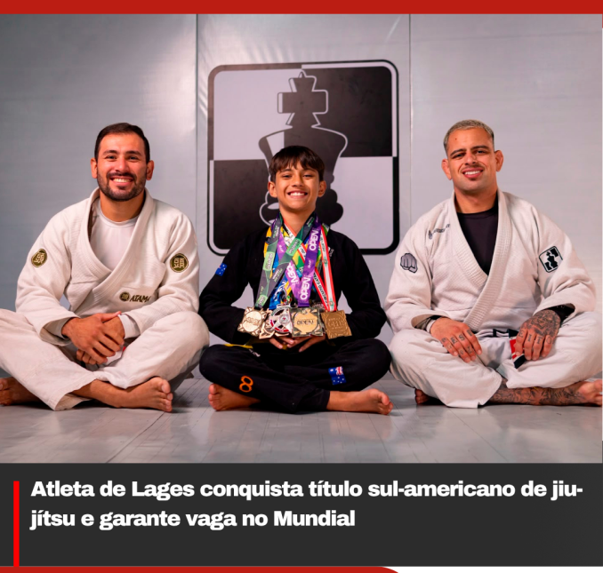 Atleta de Lages conquista título sul-americano de jiu-jítsu e garante vaga no Mundial
