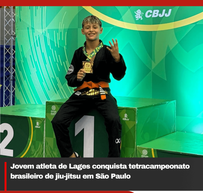 Jovem atleta de Lages conquista tetracampeonato brasileiro de jiu-jitsu em São Paulo