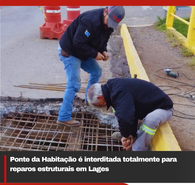 Ponte da Habitação é interditada totalmente para reparos estruturais em Lages