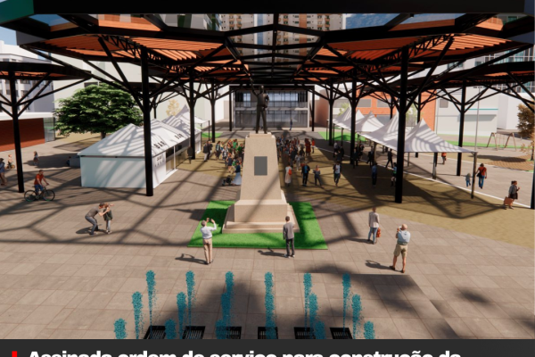 Assinada ordem de serviço para construção da cobertura do calçadão da Praça João Costa
