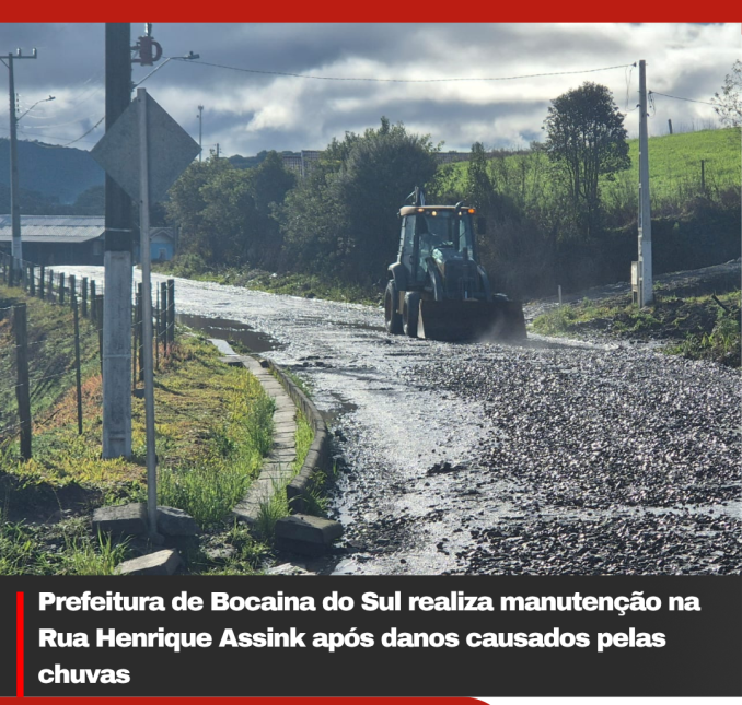 Prefeitura de Bocaina do Sul realiza manutenção na Rua Henrique Assink após danos causados pelas chuvas
