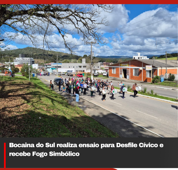 Bocaina do Sul realiza ensaio para Desfile Cívico e recebe Fogo Simbólico