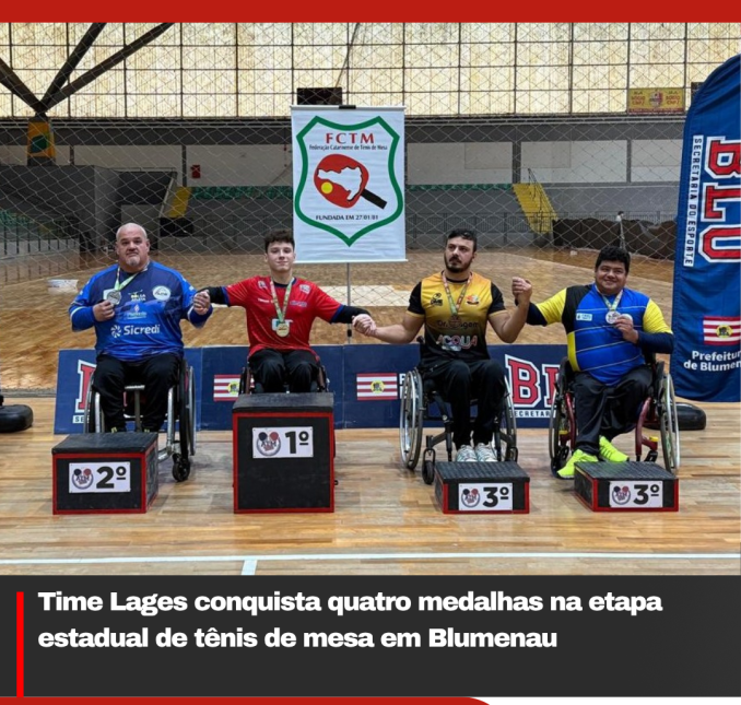 Time Lages conquista quatro medalhas na etapa estadual de tênis de mesa em Blumenau