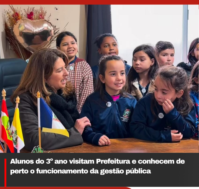 Alunos do 3º ano visitam Prefeitura e conhecem de perto o funcionamento da gestão pública