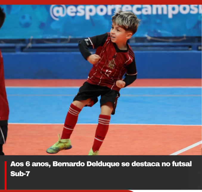 Aos 6 anos, Bernardo Delduque se destaca no futsal Sub-7