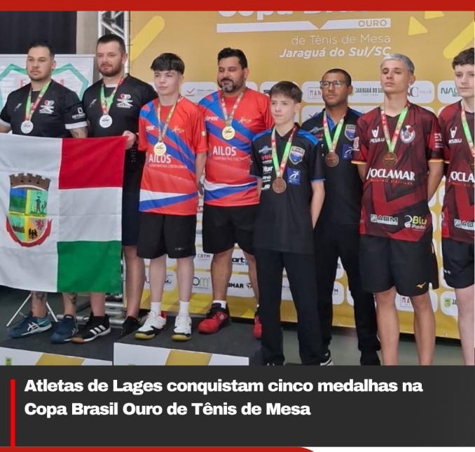 Atletas de Lages conquistam cinco medalhas na Copa Brasil Ouro de Tênis de Mesa