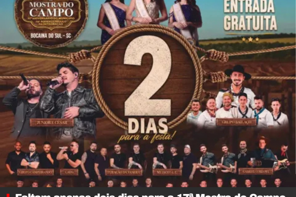 Faltam apenas dois dias para a 17ª Mostra do Campo em Bocaina do Sul