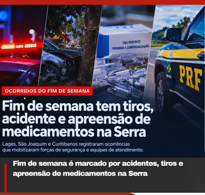 Fim de semana é marcado por acidentes, tiros e apreensão de medicamentos na Serra