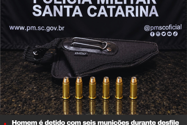 Homem é detido com seis munições durante desfile de 7 de Setembro em Correia Pinto