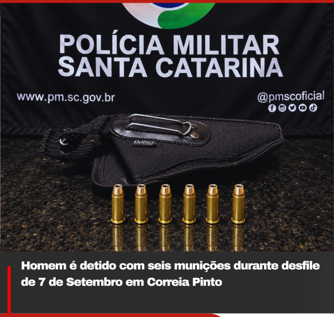 Homem é detido com seis munições durante desfile de 7 de Setembro em Correia Pinto