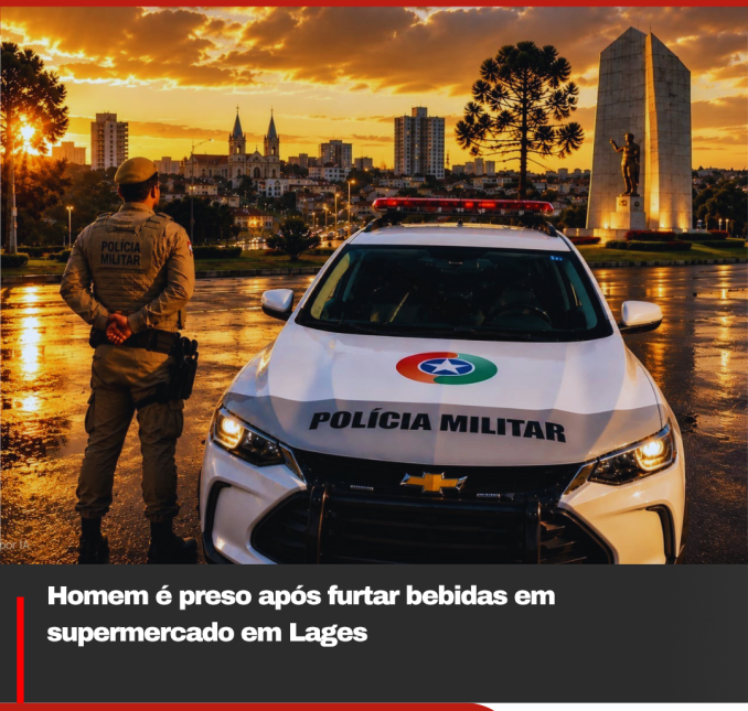 Homem é preso após furtar bebidas em supermercado em Lages