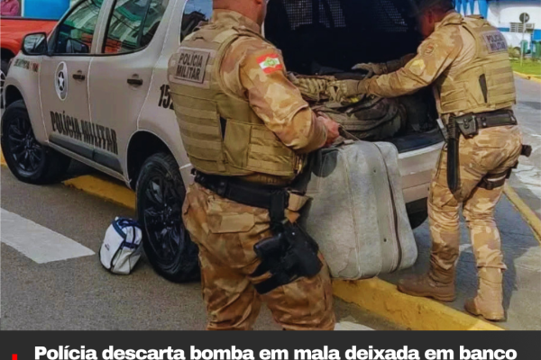 Polícia descarta bomba em mala deixada em banco de Joinville