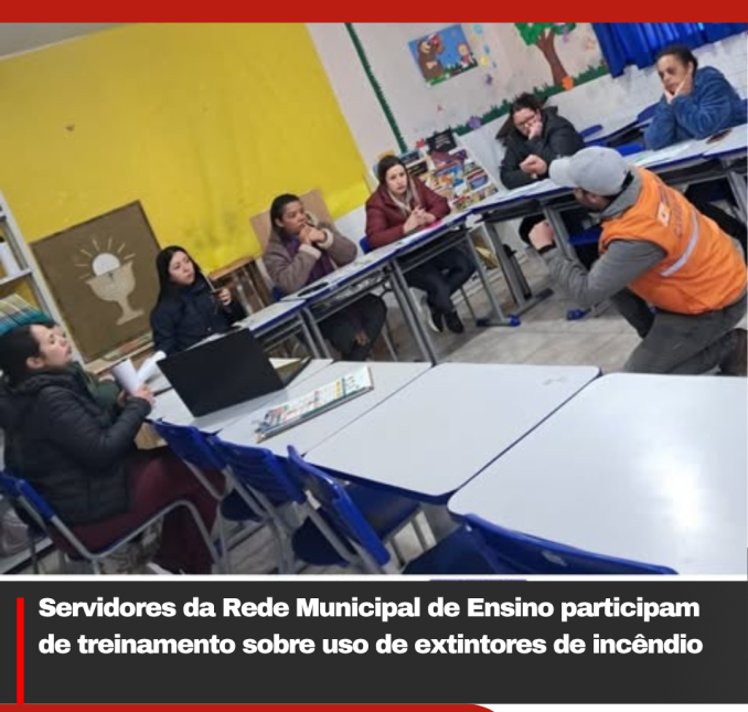 Servidores da Rede Municipal de Ensino participam de treinamento sobre uso de extintores de incêndio