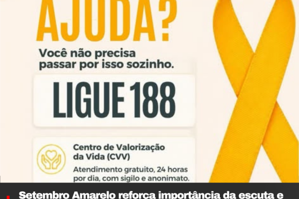 Setembro Amarelo reforça importância da escuta e do acolhimento em Palmeira