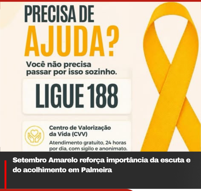 Setembro Amarelo reforça importância da escuta e do acolhimento em Palmeira
