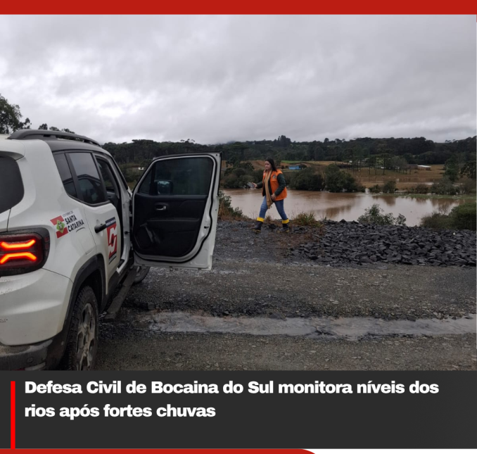 Defesa Civil de Bocaina do Sul monitora níveis dos rios após fortes chuvas