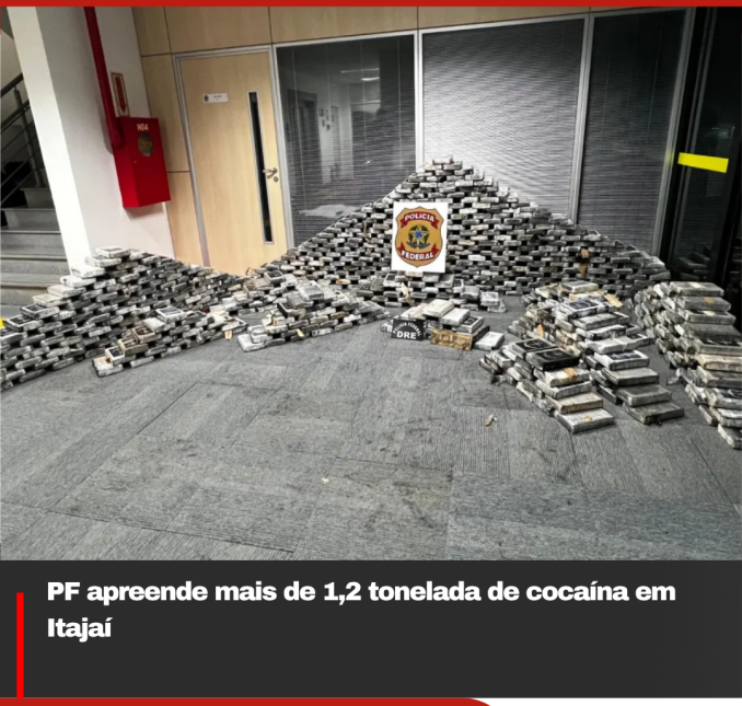 PF apreende mais de 1,2 tonelada de cocaína em Itajaí