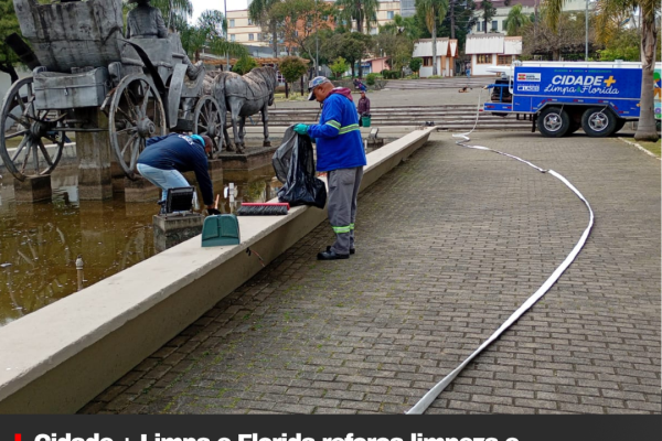 Cidade + Limpa e Florida reforça limpeza e conservação da Praça Vidal Ramos Sênior