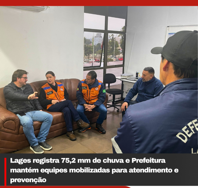 Lages registra 75,2 mm de chuva e Prefeitura mantém equipes mobilizadas para atendimento e prevenção