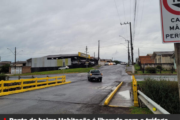 Ponte do bairro Habitação é liberada para o tráfego com restrição permanente para veículos acima de 15 toneladas